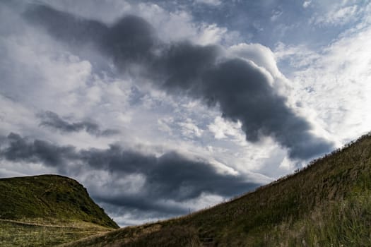 Road from Widelki to Tarnica through Bukowe Berdo in the Bieszczady Mountains in Poland