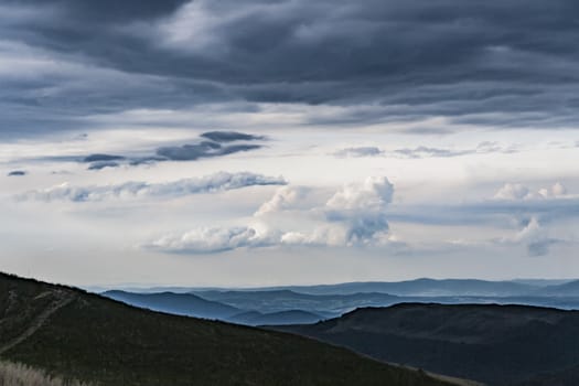 Road from Widelki to Tarnica through Bukowe Berdo in the Bieszczady Mountains in Poland