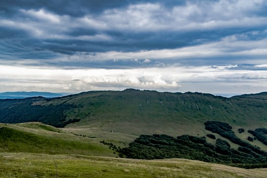 Road from Widelki to Tarnica through Bukowe Berdo in the Bieszczady Mountains in Poland