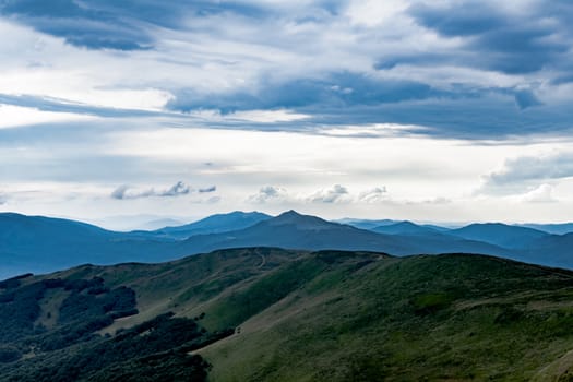 Road from Widelki to Tarnica through Bukowe Berdo in the Bieszczady Mountains in Poland