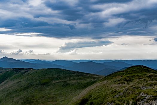 Road from Widelki to Tarnica through Bukowe Berdo in the Bieszczady Mountains in Poland