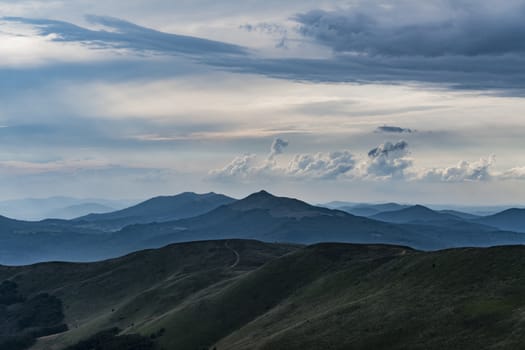 Road from Widelki to Tarnica through Bukowe Berdo in the Bieszczady Mountains in Poland