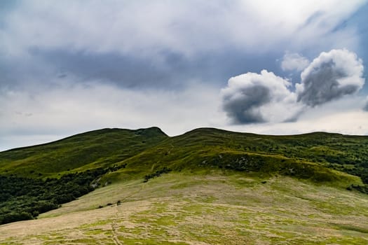 Road from Widelki to Tarnica through Bukowe Berdo in the Bieszczady Mountains in Poland