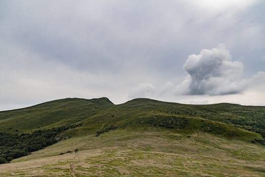 Road from Widelki to Tarnica through Bukowe Berdo in the Bieszczady Mountains in Poland