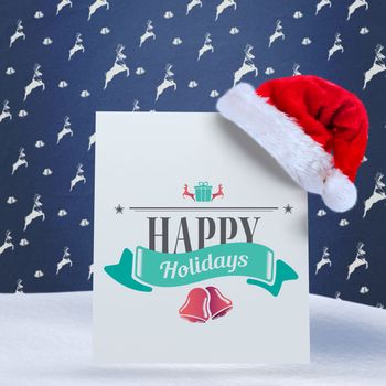 Christmas message against blue reindeer pattern