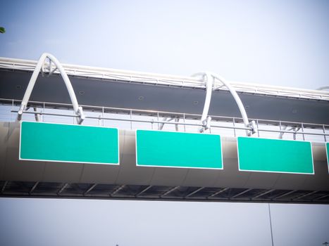 Green background labe on the bridge and blue sky background
