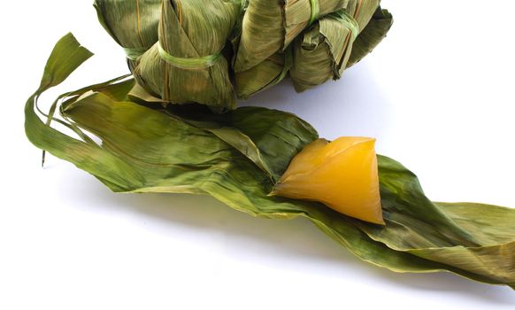 Steamed glutinous rice wrapped in bamboo leaf