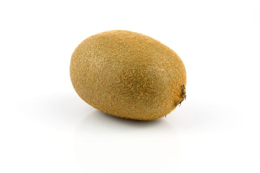 One kiwi fruit isolated on white background in close-up