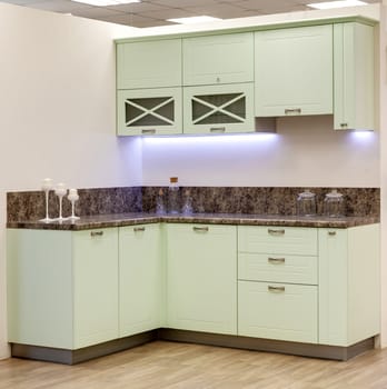 Fragment of a kitchen interior with drawers