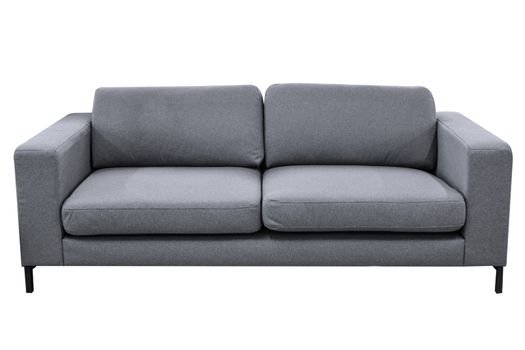 Modern grey sofa isolated on white background