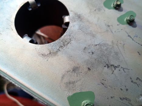 Fingerprints on the steel surface. Fingerprints of dirty hands.