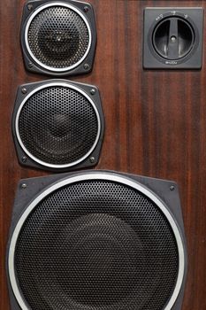 Acoustic system Radiotehnica S90, 35 s-012. Soviet vintage audio equipment. Musical columns made of plywood and veneer of valuable wood species.