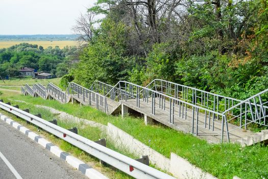 pedestrian staircase for pedestrians on the bridge.