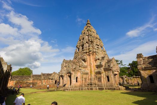 BURI RAM, THAILAND - JULY 8 : unidentified tourists visit Prasat Hin Phanom Rung on July 8, 2017 in Buri Ram, Thailand.