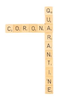 Corona quarantine letters, isolated on a white background