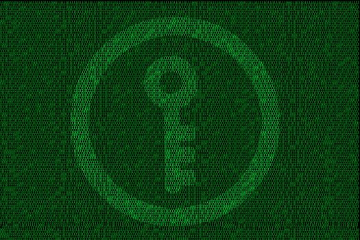 encrypted digital key with green binary code