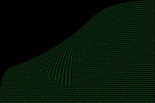 green binary computer code on black background, 