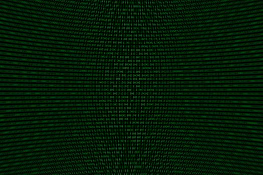 green binary computer code on black background, with radial blur 