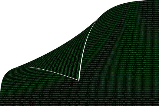 green binary computer code on white background, 