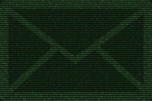 green mail abstract with the background of binary code