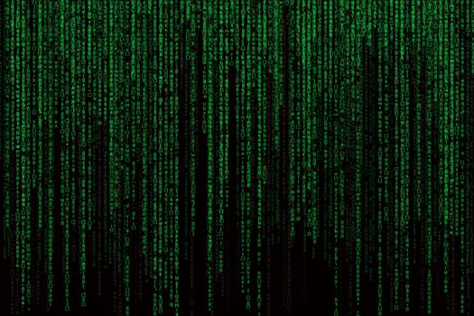 Matrix background with the green symbols, motion blur