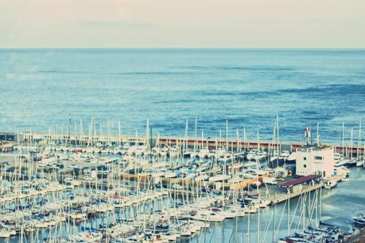 Seaside and port in Barcelona, Spain in summer