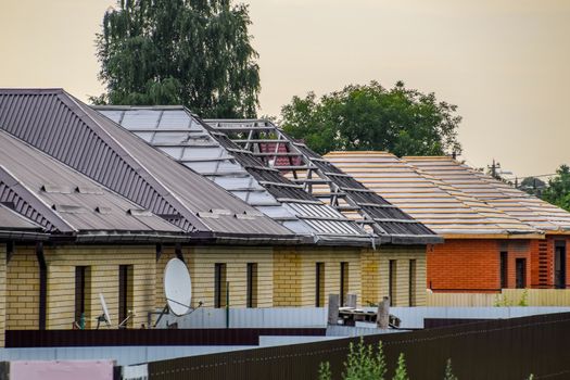 The roof of the new built houses. Housing