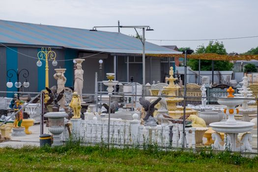 warehouse of modern sculptures in the antique style