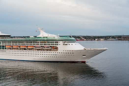 Luxury Cruiise Ship Sailing out of Halifax at Dusk