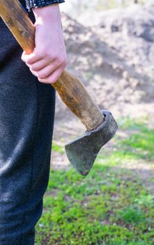 Man with an ax in his hands