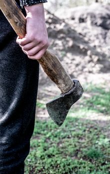 Man with an ax in his hands