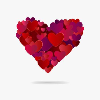 Digitally generated Heart made of more hearts vector