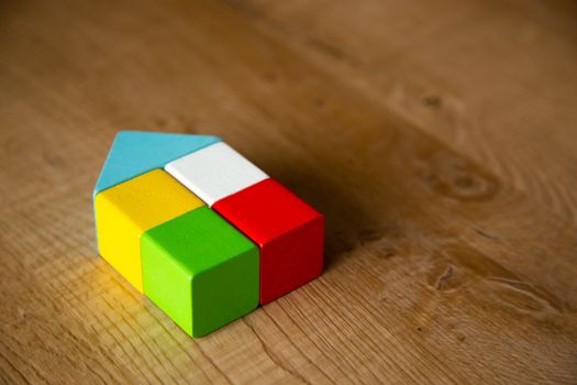 color wooden block form of home icon