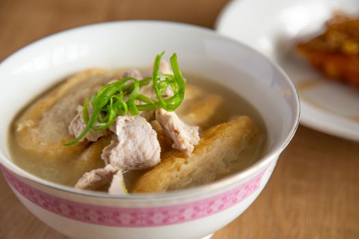 Pork soup tofu with fillingf fish paste