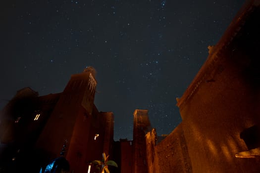 Star photography in the ruins of ksar ait ben haddou