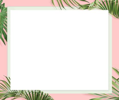 The website banner with pink background, euclidean and palm leaves border