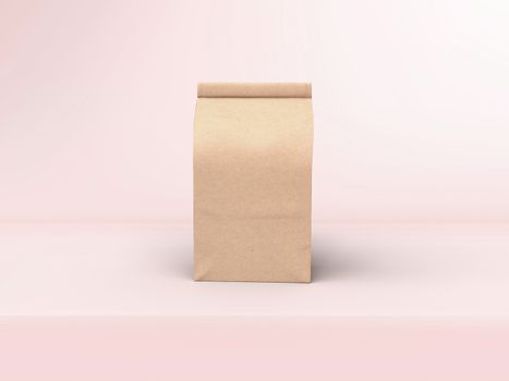 The coffee beam bag packaging mock-up design on pastel pink studio stage background