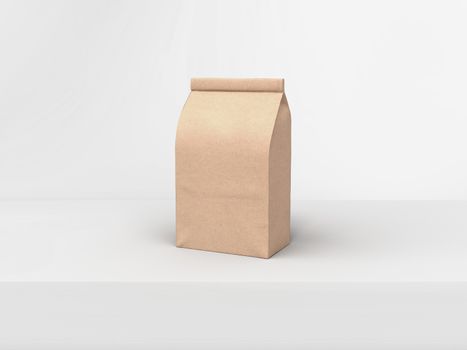 The coffee beam bag packaging mock-up design on light gray studio stage background