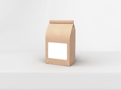 The coffee beam bag packaging mock-up design on light gray studio stage background