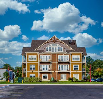 Small Condo Building Under Blue Skies in Canada