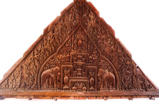 Piece of wood curving art, Isolated vintage pattern curved in wood