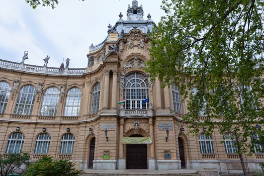 Budapest, Hungary - 5 May 2017: Museum of Agriculture entrance at Vajdahunyad Castle