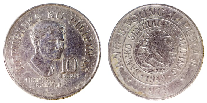 old coin of philippines isolated on white background