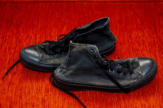 Ragged Black Stylish Shoes, Vintage Black Stylish Shoes