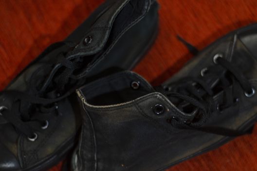 Ragged Black Stylish Shoes, Vintage Black Stylish Shoes