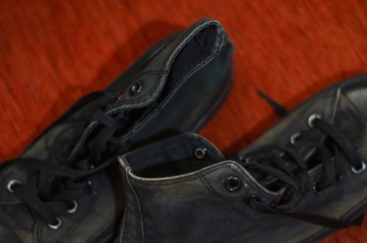 Ragged Black Stylish Shoes, Vintage Black Stylish Shoes