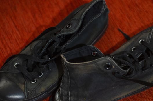 Ragged Black Stylish Shoes, Vintage Black Stylish Shoes