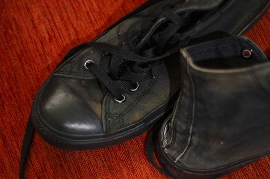 Ragged Black Stylish Shoes, Vintage Black Stylish Shoes