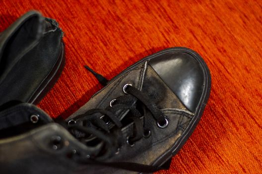 Ragged Black Stylish Shoes, Vintage Black Stylish Shoes