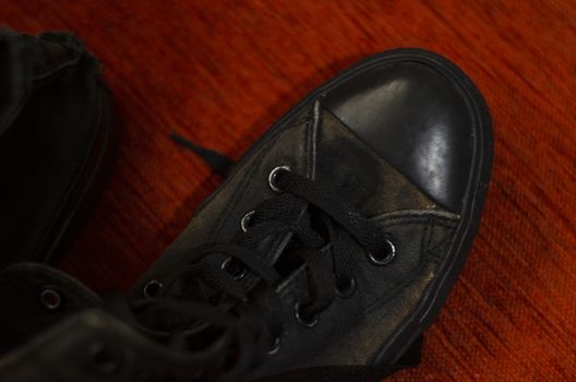 Ragged Black Stylish Shoes, Vintage Black Stylish Shoes